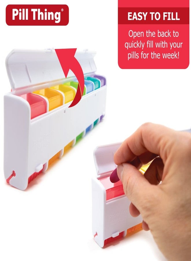 pill thing Weekly Pill Organizer, 7 Day Rainbow Detachable Compartments, Medicine Box for Supplement Vitamin (Weekly - 1 Pack) - Image 3